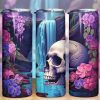 Skull Wildflowers And Water Fall Tumbler Png