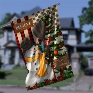 Snowman Merry Christmas American Garden Flag – 12×18 Garden Flag