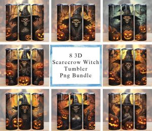 Spooky Season Scarecrow Witch Tumbler Png