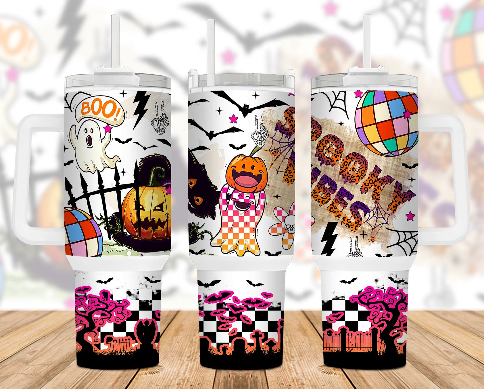 Spooky Vibes Halloween Retro 40 Oz 2 Piece Tumbler Wrap Spooky Vibes Halloween Retro 40 Oz 2 Piece Tumbler Wrap