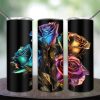 Stained Glass Roses Tumbler Png