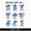 Stitch God Says I Am Png