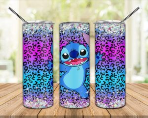 Stitch Leopard Glitter Tumbler Png