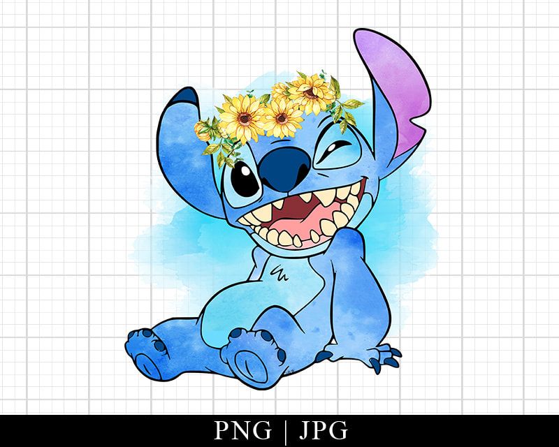 Stitch With Yellow Flowers Watercolor Png Stitch With Yellow Flowers Watercolor Png