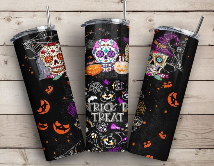 Sugar Skull Trick Or Treat Halloween Tumbler Wrap, Skull Tumbler PNG Sugar Skull Trick Or Treat Halloween Tumbler Wrap, Skull Tumbler PNG