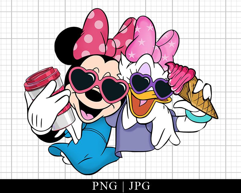 Summer Minnie And Duck Watercolor Png Files Summer Minnie And Duck Watercolor Png Files