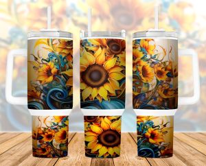 Sunflower Sunset Floral 40 Oz 2 Piece Tumbler Wrap