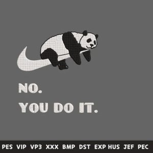 Swoosh Panda Embroidery Design