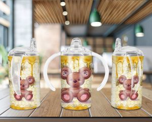 Teddy Bear Sippy Cup Sublimation Design