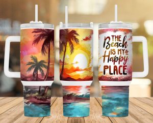 The Beach Is My Happy Place 40 Oz 2 Piece Tumbler Wrap