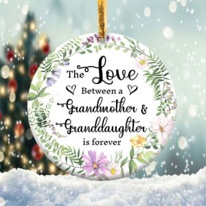 The Love Between Grandmother and Granddaughter Ornament Png, Round Christmas Ornament