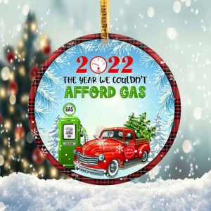 The Year We Couldn’t Afford Gas Ornament Png, Round Christmas Ornament