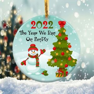 The Year We Ran on Empty Ornament Png, Round Christmas Ornament