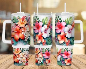 Tropical Floral 40 Oz 2 Piece Tumbler Wrap