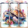 Turtle Floral Colorful Tumbler Png