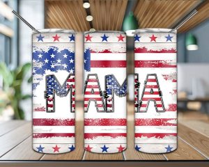 Usa Flag Mama Tumbler Png