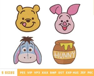 Very Cute Cartoon Faces Embroidery Design