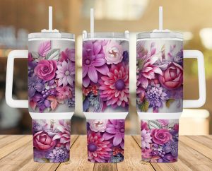 Vibrant Floral 40 Oz 2 Piece Tumbler Wrap