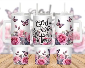 Vibrant Floral God Is Good 40 Oz 2 Piece Tumbler Wrap