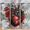 Vintage Gothic Heart With Rose Tumbler Png