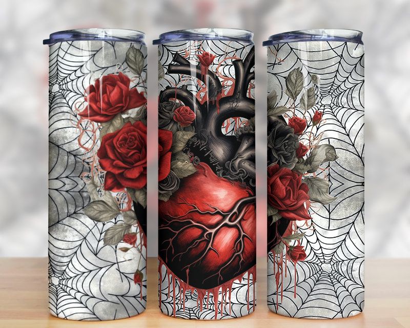 Vintage Gothic Heart With Rose Tumbler Png Vintage Gothic Heart With Rose Tumbler Png
