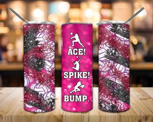 Volleyball Girl Pink Tumbler Png