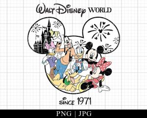 Walt Disney World Mickey And Friends Retro Png