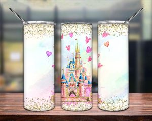 Watercolor Castle Magic Kingdom Tumbler Png