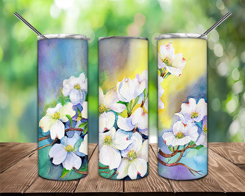 Watercolor Dogwood Flower Tumbler Png Watercolor Dogwood Flower Tumbler Png