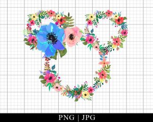Watercolor Floral Mouse Png Family Trip 2023 Png