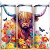 Watercolor Highland Cow Tumbler Png