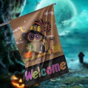 Welcome Owl Halloween Garden Flag – 12×18 Garden Flag