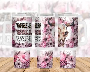 Western Country Bull Skull Floral 40 Oz 2 Piece Tumbler Wrap