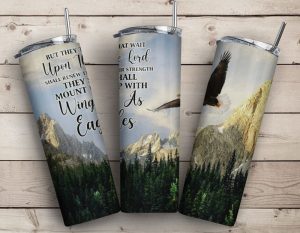 Wings As Eagles Tumbler Png Bible Verse Tumbler Wrap
