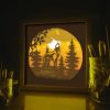 Wolf And Moon 3D Paper Cut Light Box Template