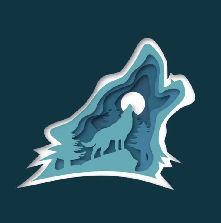 Wolf Howl 3D Paper Cut Light Box Template Wolf Howl 3D Paper Cut Light Box Template