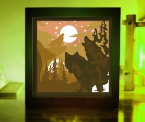 Wolf Team 3D Paper Cut Light Box Template