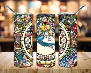 Wonderland Stained Glass Tumbler Png