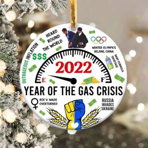 Year of The Gas Crisis Ornament Png, Round Christmas Ornament