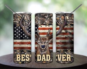 Best Dad Ever Deer Tumbler PNG