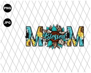 Blessed Mom Sunflower Gemstone Png