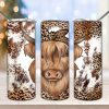 Highland Cow Cowhide Tumbler PNG