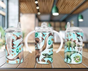 Dinosaurs Diversity Straight Sippy Cup Sublimation Design