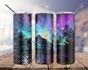 Alcohol Ink Northen Lights Tumbler PNG