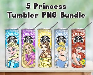 Bundle 5 Princess Starbucks Tumbler Png