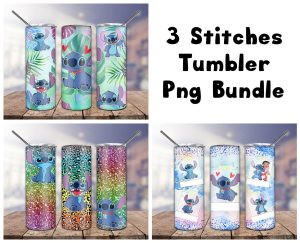 Bundle 3 Stitch Tumbler PNG
