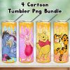 Bundle 4 Cartoon Pooh Glitter Tumbler PNG