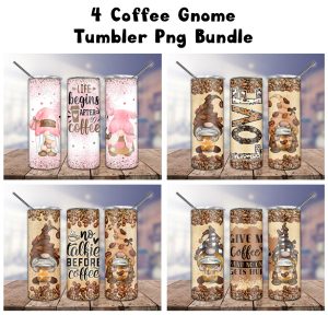 Bundle 4 Coffee Gnome Tumbler PNG