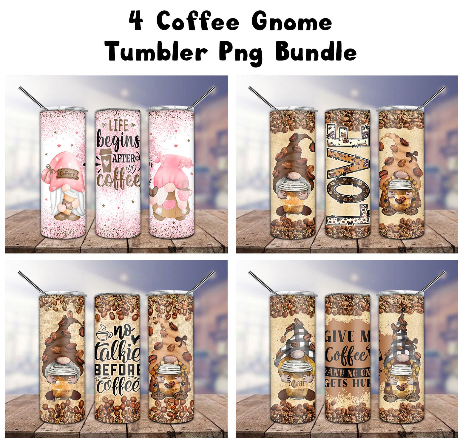 Bundle 4 Coffee Gnome Tumbler PNG Bundle 4 Coffee Gnome Tumbler PNG
