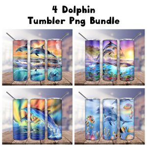 Bundle 4 Dolphin Tumbler PNG